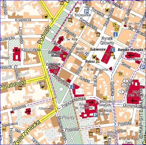 mapa de Cracovia em polones