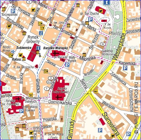 mapa de Cracovia em polones