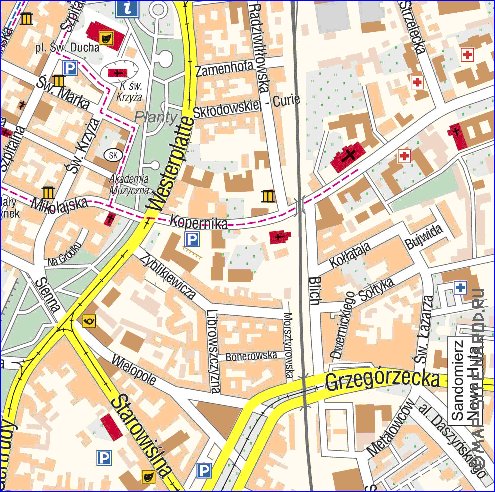 mapa de Cracovia em polones