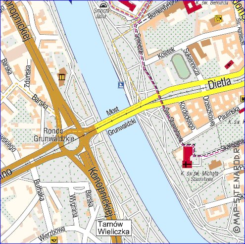 mapa de Cracovia em polones