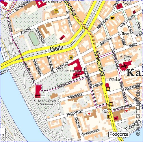 mapa de Cracovia em polones