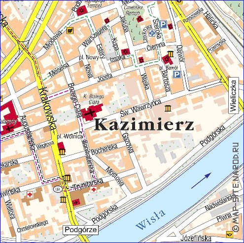 mapa de Cracovia em polones