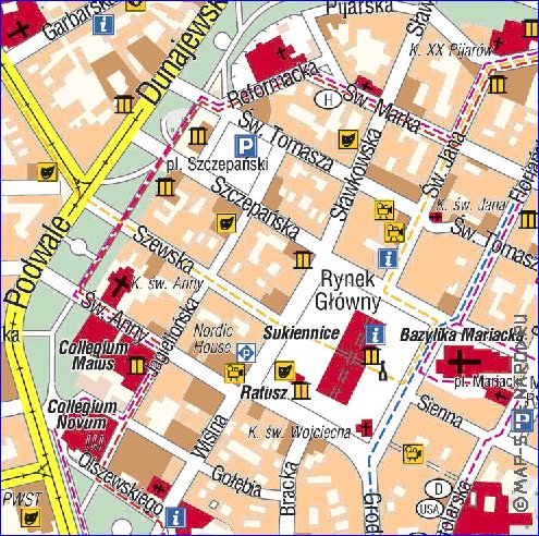 mapa de Cracovia em polones