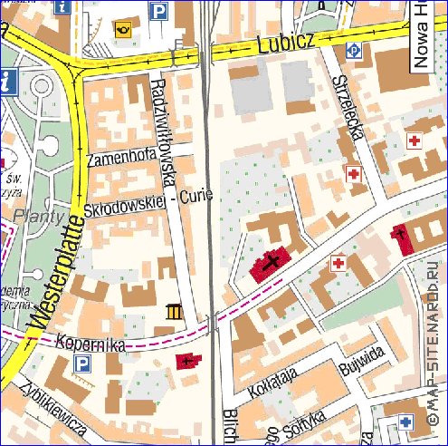 mapa de Cracovia em polones