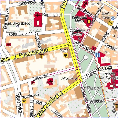 mapa de Cracovia em polones