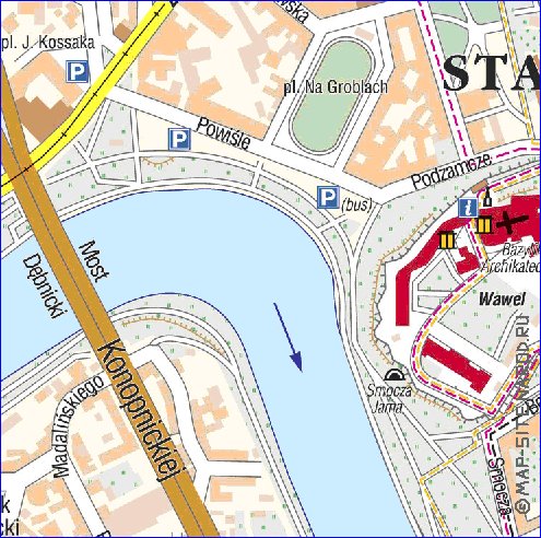 mapa de Cracovia em polones