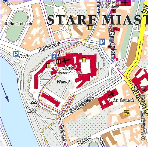 mapa de Cracovia em polones