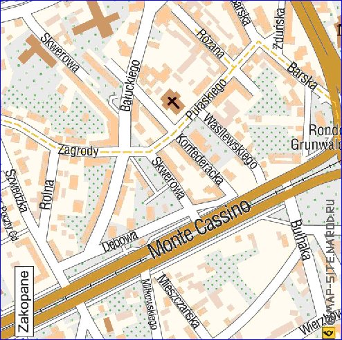 mapa de Cracovia em polones