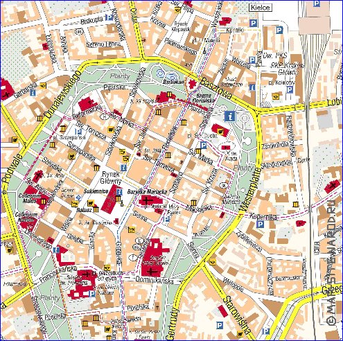 mapa de Cracovia em polones