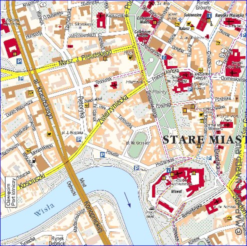 mapa de Cracovia em polones