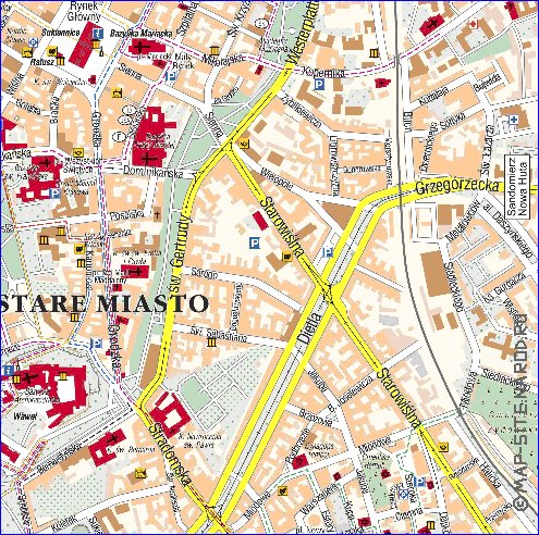 mapa de Cracovia em polones