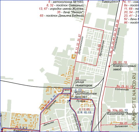 Transporte mapa de Krasnodar