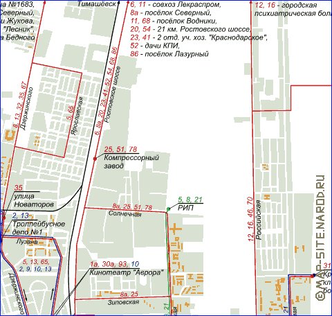 Transporte mapa de Krasnodar