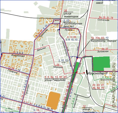 Transporte mapa de Krasnodar