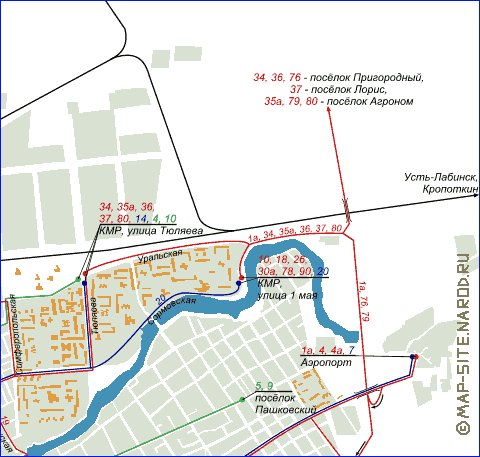 Transporte mapa de Krasnodar