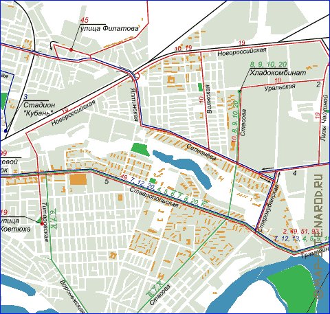 Transporte mapa de Krasnodar