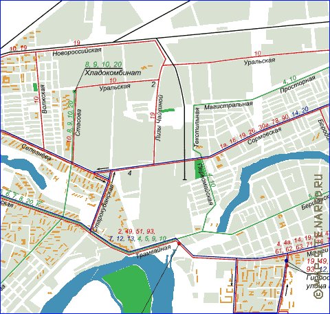 Transporte mapa de Krasnodar