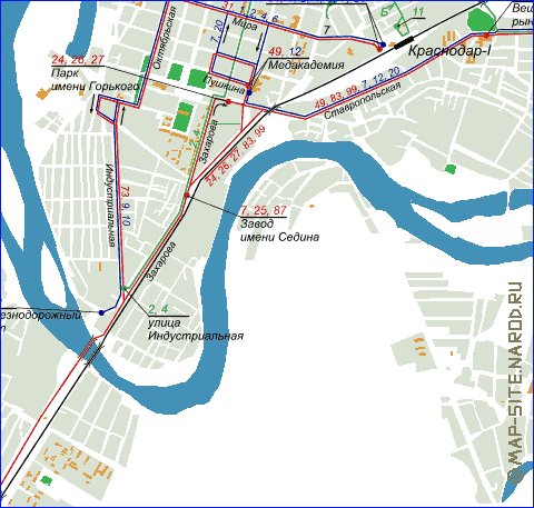 Transporte mapa de Krasnodar