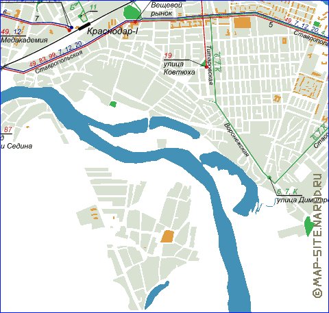 Transporte mapa de Krasnodar