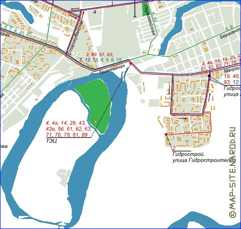 Transporte mapa de Krasnodar