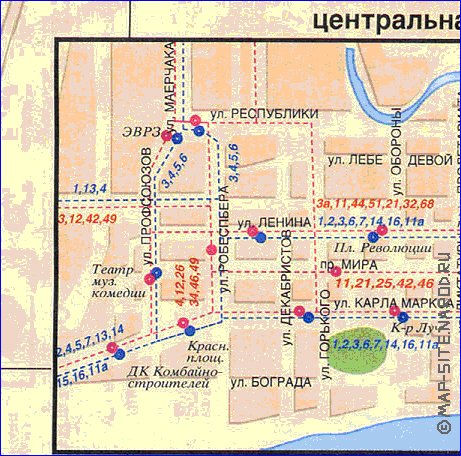 Transport carte de Krasnoiarsk