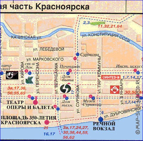 Transporte mapa de Krasnoyarsk