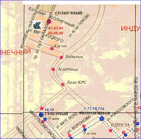 Transporte mapa de Krasnoyarsk