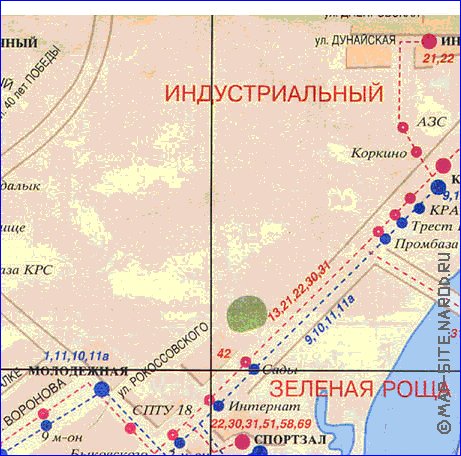 Transporte mapa de Krasnoyarsk