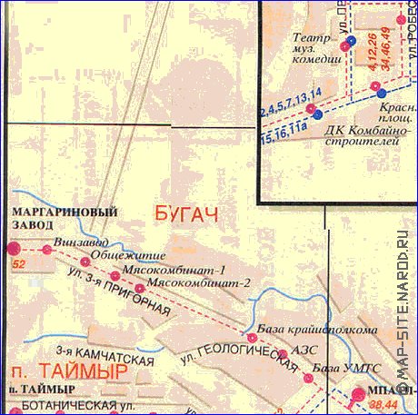 Transport carte de Krasnoiarsk