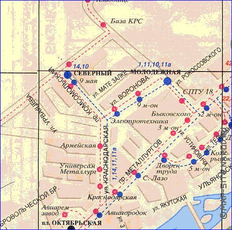 Transport carte de Krasnoiarsk