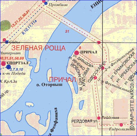 Transporte mapa de Krasnoyarsk