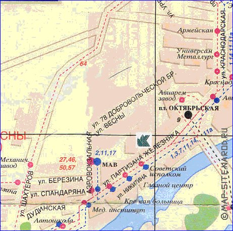 Transporte mapa de Krasnoyarsk