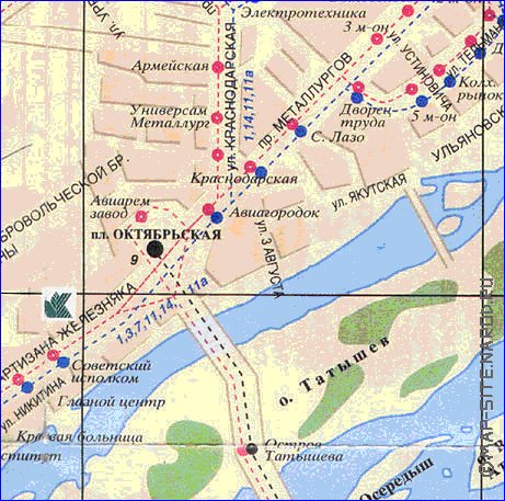 Transport carte de Krasnoiarsk