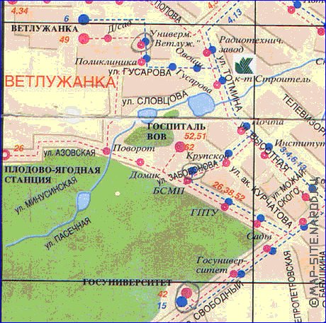 Transporte mapa de Krasnoyarsk