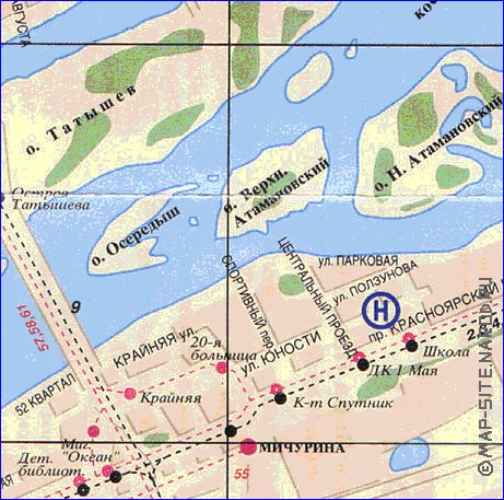 Transporte mapa de Krasnoyarsk