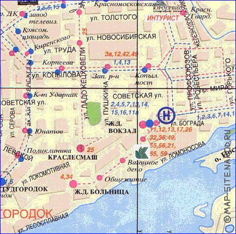 Transporte mapa de Krasnoyarsk
