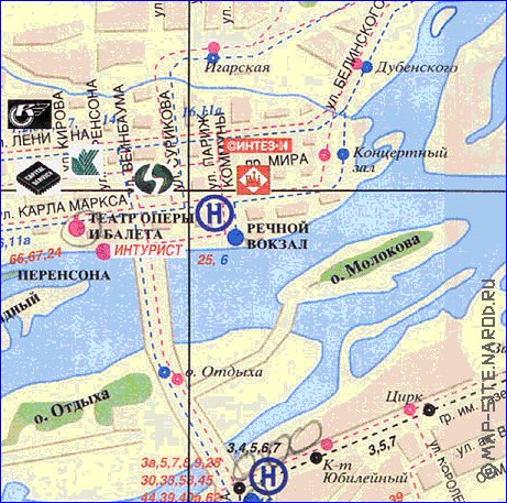 Transporte mapa de Krasnoyarsk