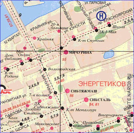 Transport carte de Krasnoiarsk