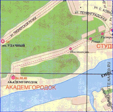 Transporte mapa de Krasnoyarsk