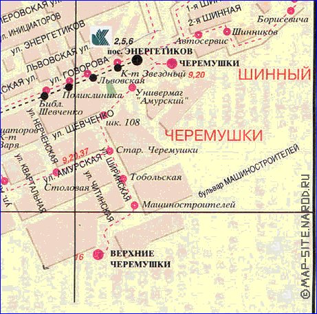 Transporte mapa de Krasnoyarsk