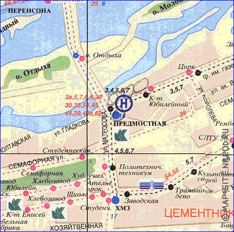 Transporte mapa de Krasnoyarsk