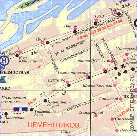 Transporte mapa de Krasnoyarsk