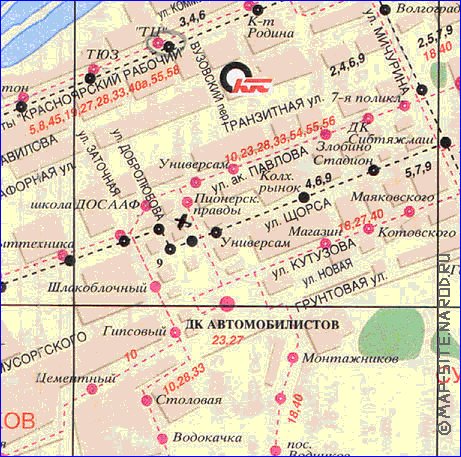 Transport carte de Krasnoiarsk