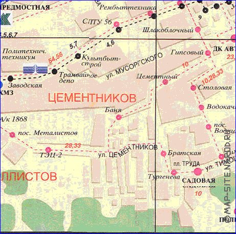 Transporte mapa de Krasnoyarsk