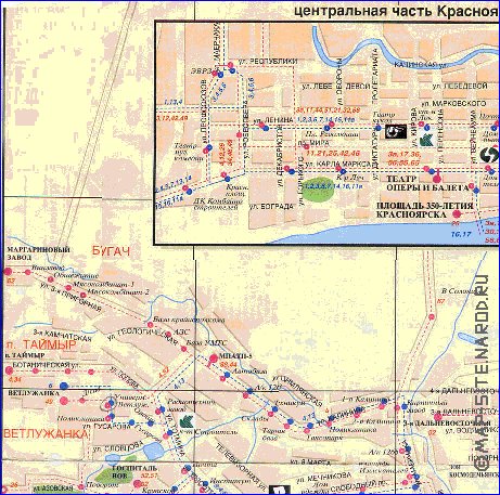 Transport carte de Krasnoiarsk