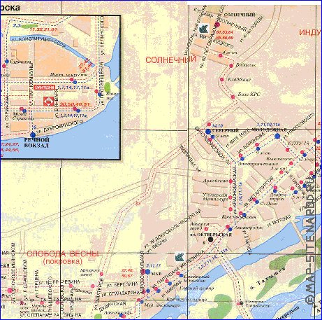 Transporte mapa de Krasnoyarsk