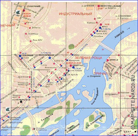 Transport carte de Krasnoiarsk