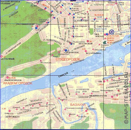 Transport carte de Krasnoiarsk