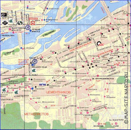 Transporte mapa de Krasnoyarsk