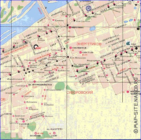 Transport carte de Krasnoiarsk